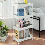 Bookshelf Storage Trolley Mobile Kitchen Organizer Cart With Wheels Multi-Layer