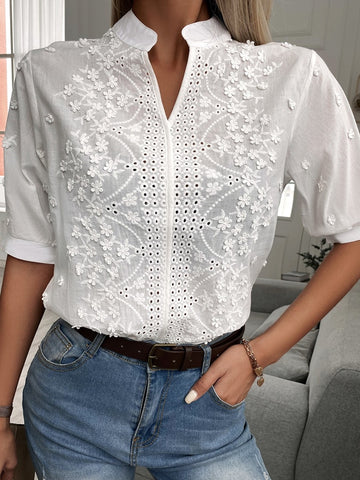 Floral Embroidery Lace Blouse