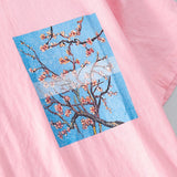 Pink Print Short Sleeve T Shirts Men