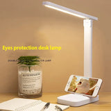 LED Touch Switch White Folding Desk Lamp USB Plug-in Dimmable White  Lamp