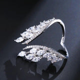 Romantic Cubic Zirconia Open Wing Joint Rings for Women