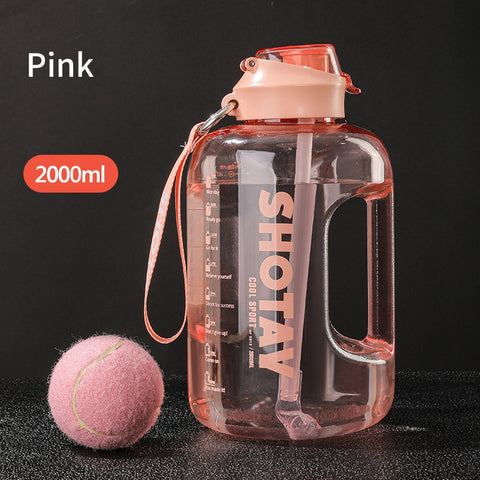 2 Liter Water Bottle with Straw Large Portable Travel Bottles