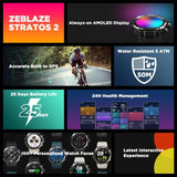 Zeblaze Stratos 2 GPS Smart Watch AMOLED Display 24h Health Monitor