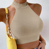 Knit Sleeveless Halter Tops for Women