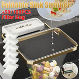 Kitchen Sink Filter Rack Foldable Sink Strainer Mesh Bag Stand Waste Garbage Net