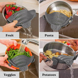 Silicone Kitchen Strainer Clip On Pots and Pans Drain Rack