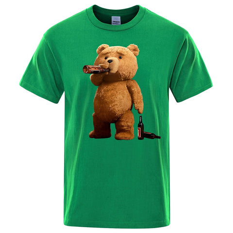 Lovely Ted Bear Drink Beer Poster Funny Printed T-Shirt