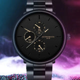 1Pcs Men's Casual Fashion Three  Digital Steel Band Quartz Watch