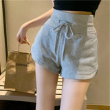 Casual Women's High-Waisted Shorts Drawstring Sweatpants Open Hot Trousers Korean Version of the Simple Fashion Straight Trouser