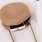 Minimalist Straw Bag Round Crossbody Purse