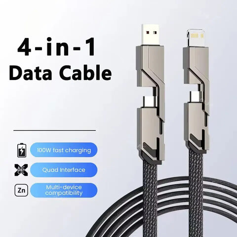 4 in 1 100W Fast Charging USB Type C To USB C / Lighting Cable