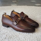 Brown Men Loafers Shoes Square Toe