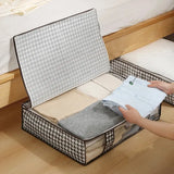 1pc Houndstooth Quilt Clothes Storage Bag Big Capacity Foldable