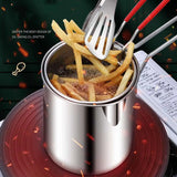 Kitchen Deep Frying Pot 304 Stainless Steel Kitchen Fryer With Strainer Tempura Fryer