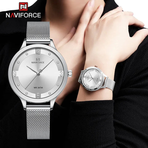 NAVIFORCE Mesh Steel Band Women Watches