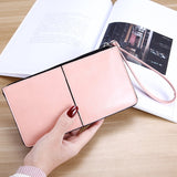 Women's Vintage  Leather Zipper Clutch Wallet