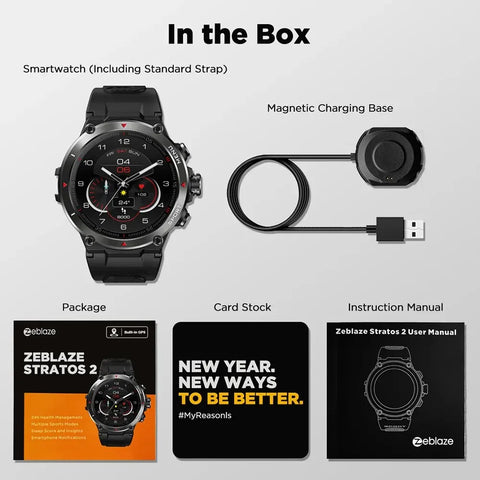 Zeblaze Stratos 2 GPS Smart Watch AMOLED Display 24h Health Monitor