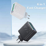 USLION 6 In 1 USB Charger QC3.0 Fast Charging