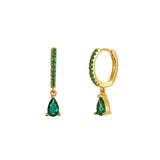 Women Multi Color CZ Drop Earrings Gold Plated