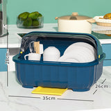 Kitchen Dish Organizer Drain Board with Lid Dish Container Dust Cover