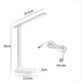 LED Touch Switch White Folding Desk Lamp USB Plug-in Dimmable White  Lamp