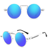 Retro Men Punk Style Sunglasses Colorful Round Metal Frame