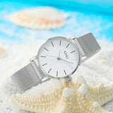 6pc Simple Silver Quartz Watch With Bracelet For Women