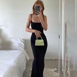 Elegant Bodycon Maxi Dress Women Summer Sleeveless Backless Dress