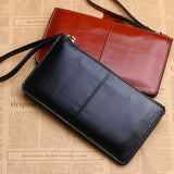 Women's Vintage  Leather Zipper Clutch Wallet