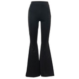 Solid Black Woman Pants Slim