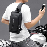 Men Multifunction Anti Theft USB Shoulder Bag