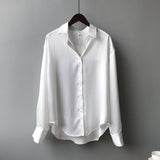 Silk Korean Office Ladies Elegant Shirt Blouse