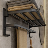 Matte Black 50CM Folding Holder With Hook Towel Holder