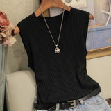 Knitted Vests Women Top O-neck Solid Tank