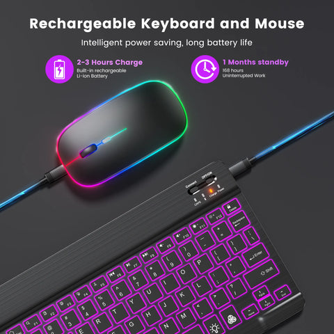 EMTRA Backlit Backlight Bluetooth Keyboard Mouse