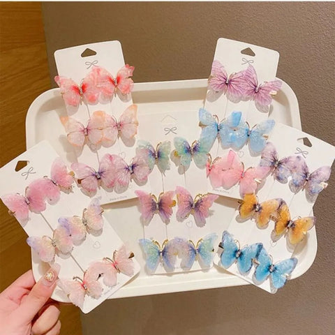 6Pcs/Set Colorful Butterfly Hair Pins Girl Hair Clips