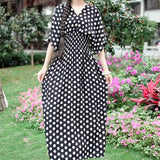 Casual Elegant Retro Style V-neck Tunic Large Swing Dress