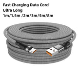 6A Extended USB TYPE-C Cable Braided Data Cable  8m 5m 3m 2m 1.5m 1m Cable