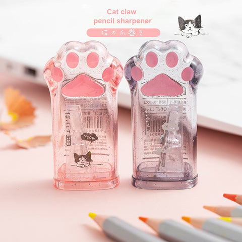 Lovely Cat Claw Pencil Sharpener Case for Kids School Supplies