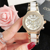 CONTENA Brand Women's Watch Luxury Crystal Gold White Quartz Wristwatch for Women Fashion Elegant Female Clock Relogio Feminino