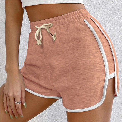 Women Casual Sports Shorts Solid Color Elastic Waist