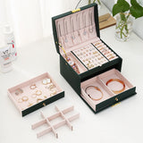 Multi-functional Three-layer Leather Drawer-style Jewelry Box