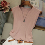 Knitted Vests Women Top O-neck Solid Tank