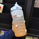 2 Liters Straw Plastic Water Bottle Large Portable