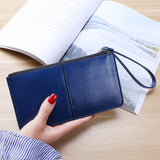 Women's Vintage  Leather Zipper Clutch Wallet