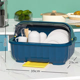 Kitchen Dish Organizer Drain Board with Lid Dish Container Dust Cover