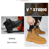 High Top Boots Men Leather Shoes