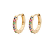 Women Multi Color CZ Drop Earrings Gold Plated