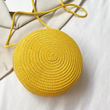 Minimalist Straw Bag Round Crossbody Purse