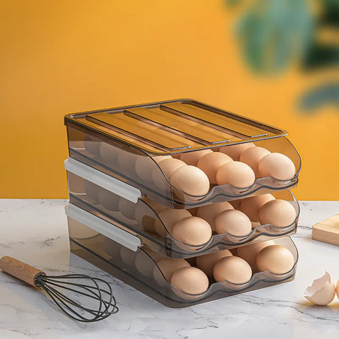 Automatic rolling egg box multi-layer Rack Holder for Fridge